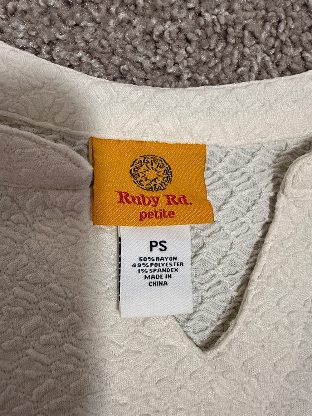 Ruby Rd. Cream Textured Roll-Tab Sleeve Tunic - Picture 2 of 2